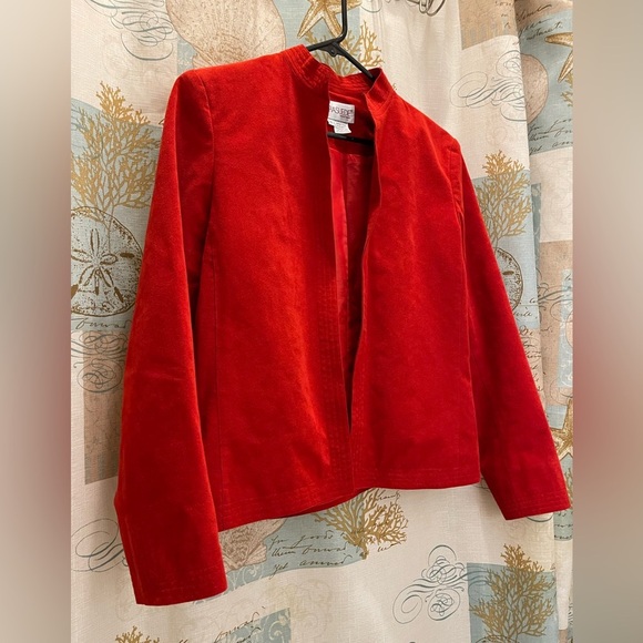 Ultra Suede Women’s Open Front Solid Red Suit Blazer Jacket Professional Wear 10 - Picture 4 of 11